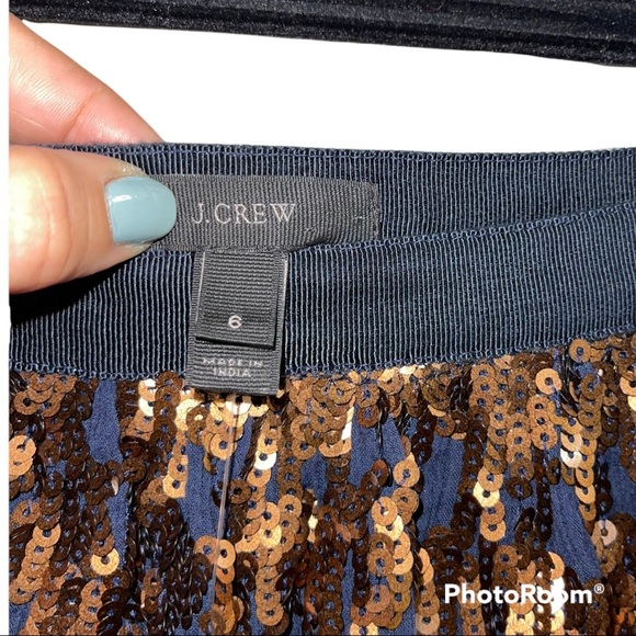 J.Crew Skirt Women's Abstract Sequin Navy Copper 6 - Picture 5 of 6